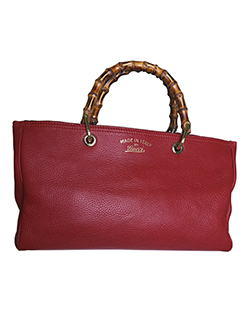 Bamboo Tote, Leather, Red, M (323660.5220987)